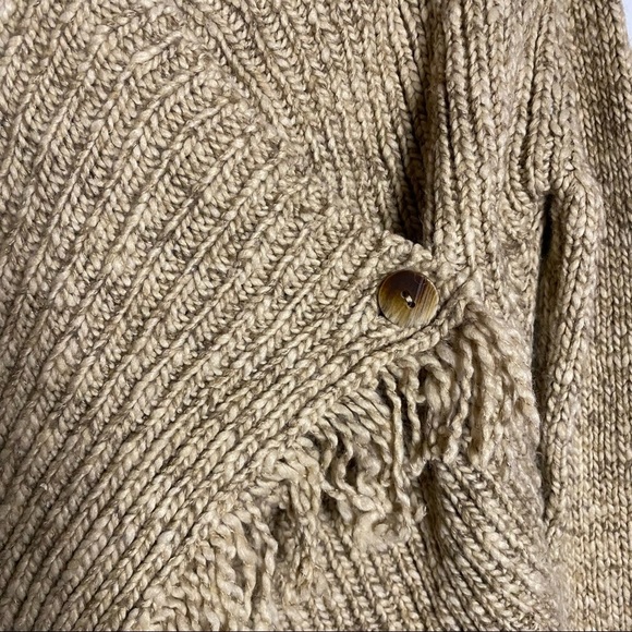 Silvia Novelli Brown Knit Asymmetric Cardigan Fringe Hem Large L - Picture 8 of 15